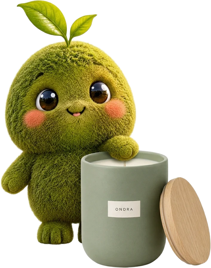 The HALDEN mascot leaning on the candle