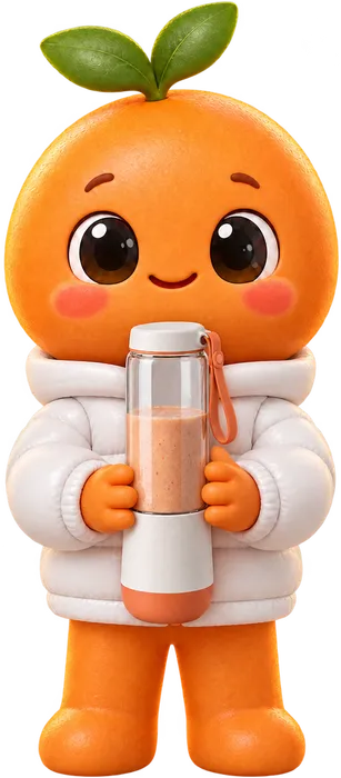 Kinetik mascot holding the blender, made in Mascot Studio